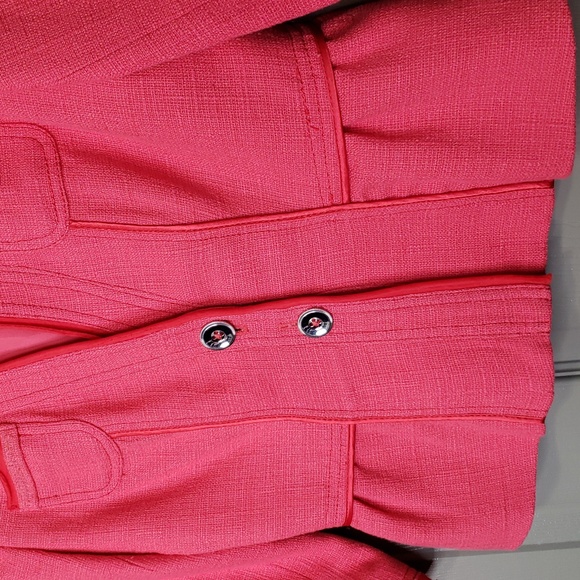 White House black market melon pink tweed linen blend button blazer size 0 - Picture 3 of 8